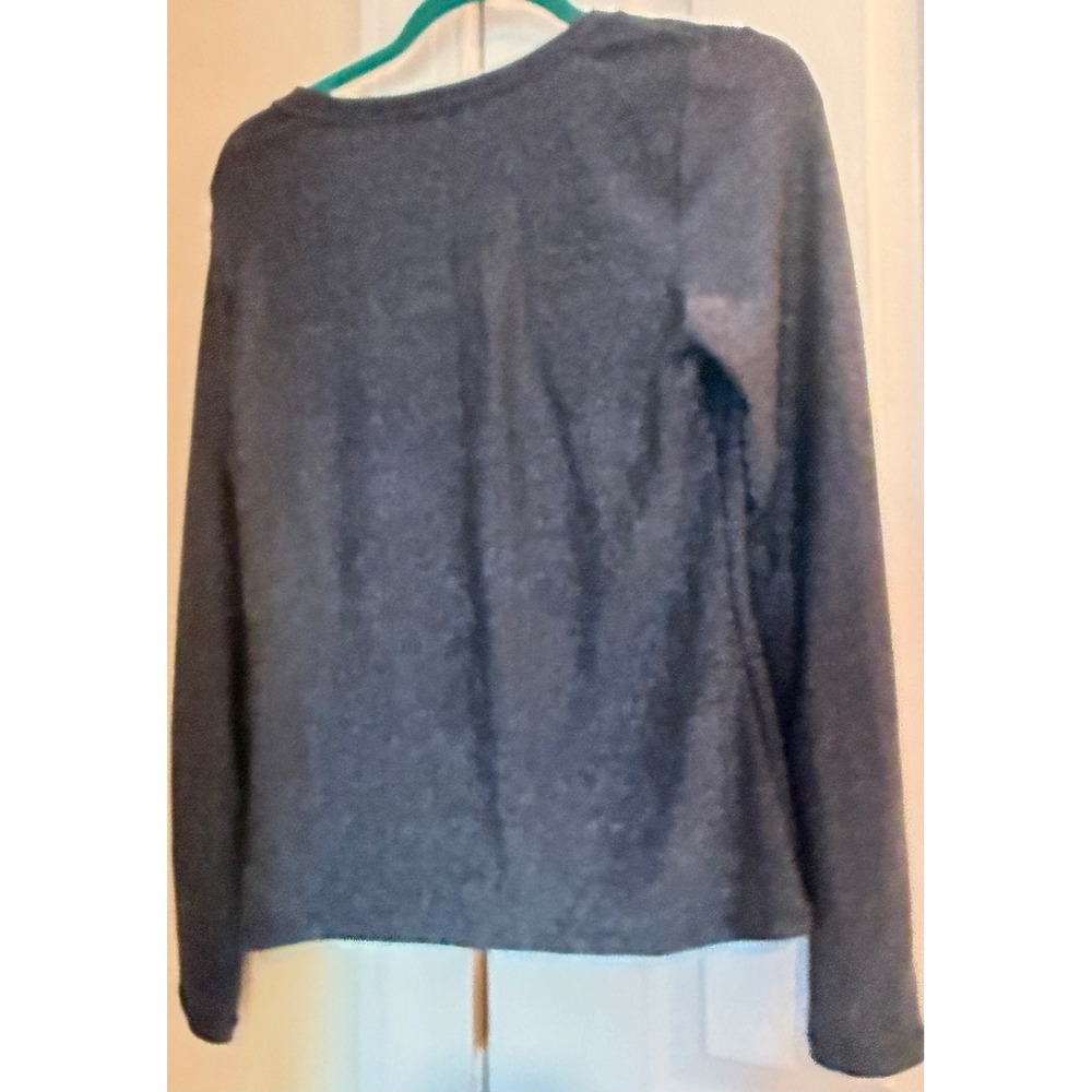 White House Black Market Metallic V-Neck Long Sleeve Top Charcoal Grey Sparkle S - Picture 5 of 8